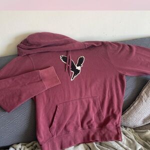 american eagle hoodie burgundy mens